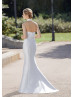 Notch Neck Ivory Mikado Open Back Wedding Dress